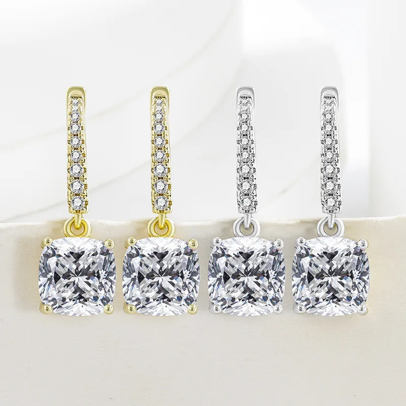 

Модная квадратная сумка из стерлингового серебра 925 пробы с блестящим цирконом, легкие роскошные элегантные женские серьги OL, повседневное применение для свиданий