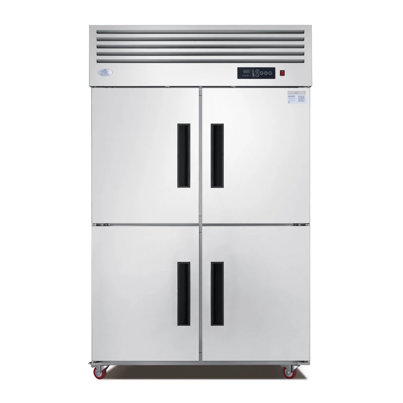 Frigorifero commerciale di lusso Frigorifero e congelatore da forno in acciaio inossidabile a 4 porte di grande capacità con vassoi