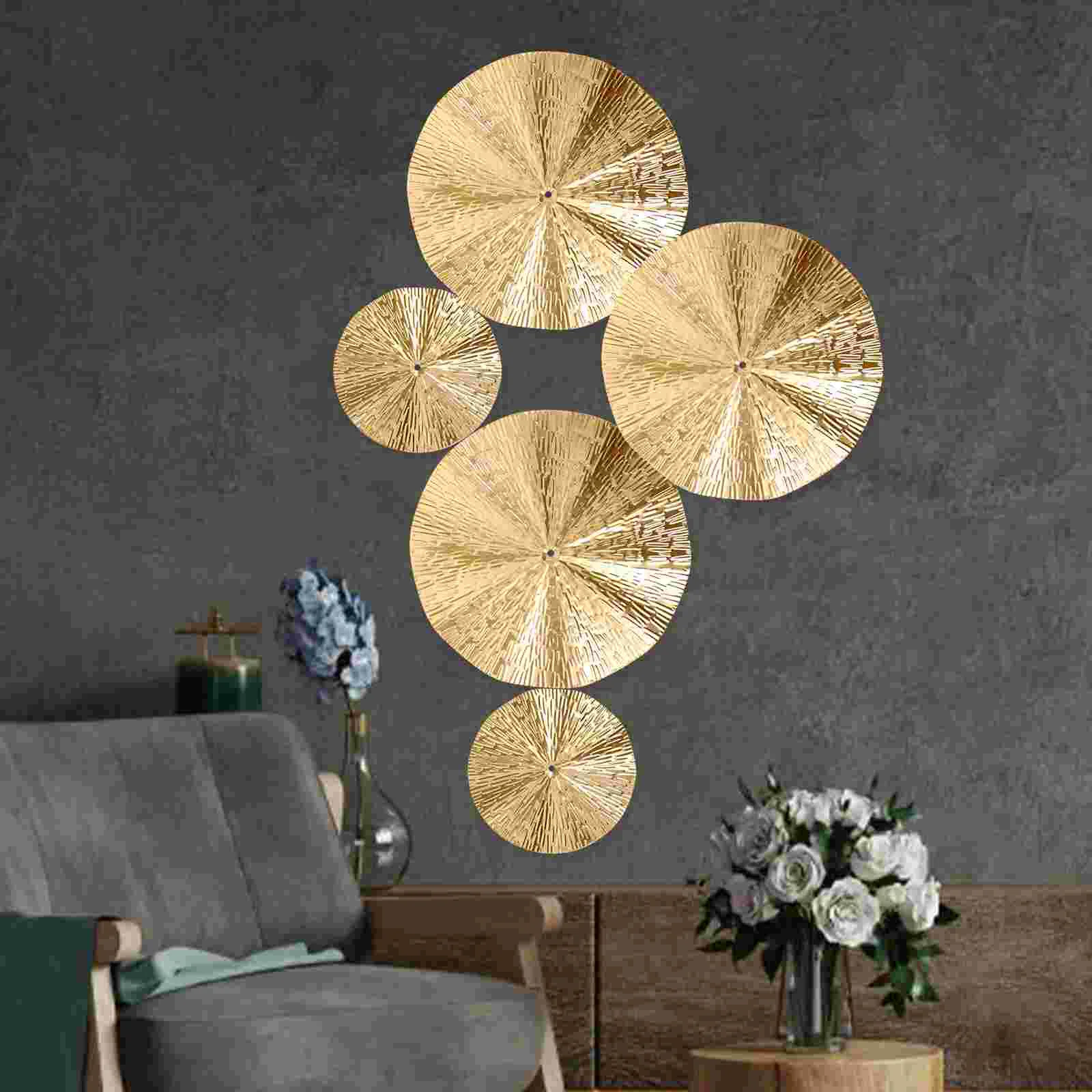 

6 Pcs Wave Sunglasses Wall Decor Home Vintage Gold Gift Mirror Accent Circle Metal Bathroom Office