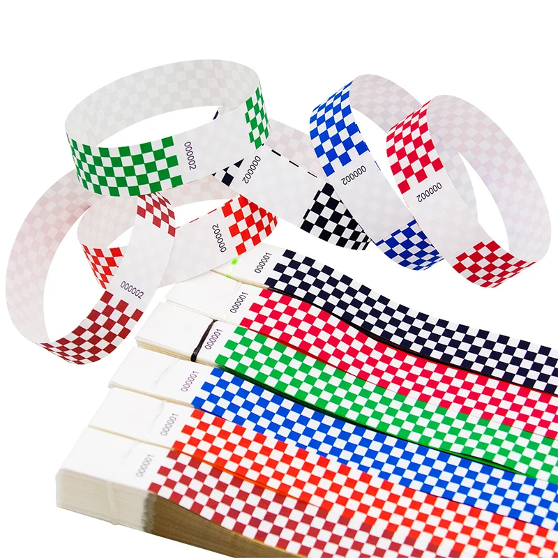 50/100Pcs Mosaic Pattern Disposable Wristbands with Sequenti