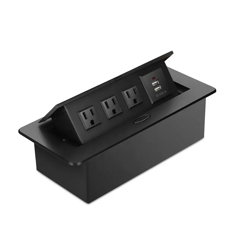 HHTL Embedded Power Strip -Up Multi-Function Socket 3-Seat 2-Port US Standard Socket Waterproof