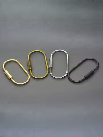 60mm Bronze Silver matte black brass wire wrap run course oval Screw Lock Carabiner Key ring Keychain DIY EDC housewarm gift