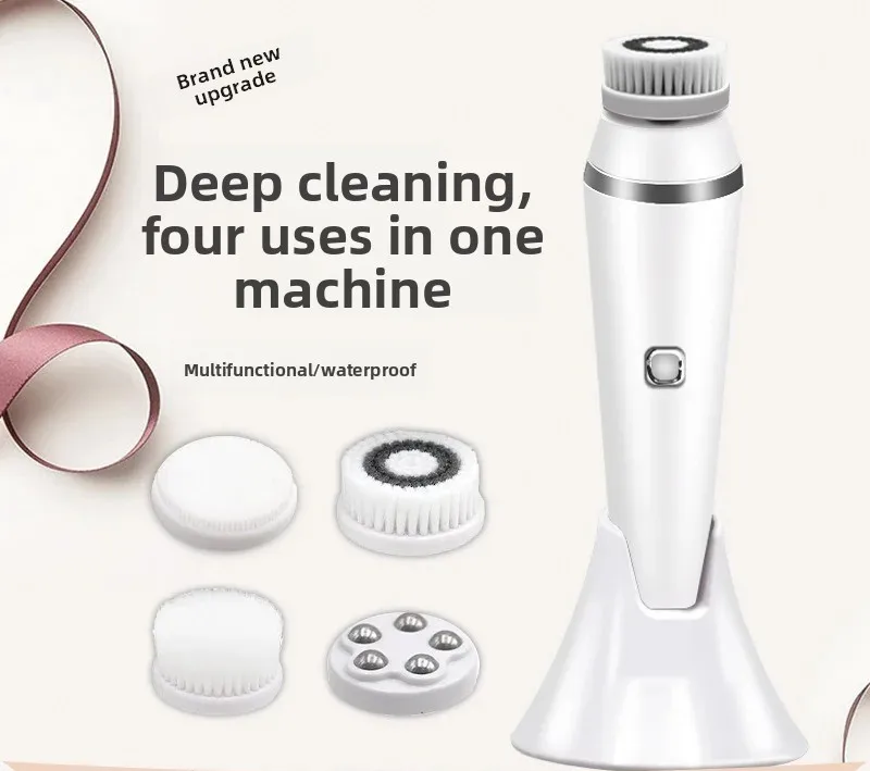 2026 Electric Facial Cleanser Rotating Massage Brush Soft Bristle Pore Cleaning Tool