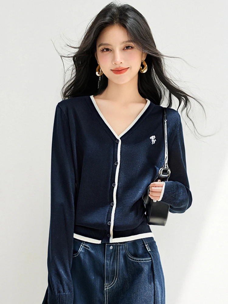 

Korean Sle Single Button V-Ne Knitted Open Cardigan Women's Spring New Inner Wear Outer Wear Base irt Faion Top