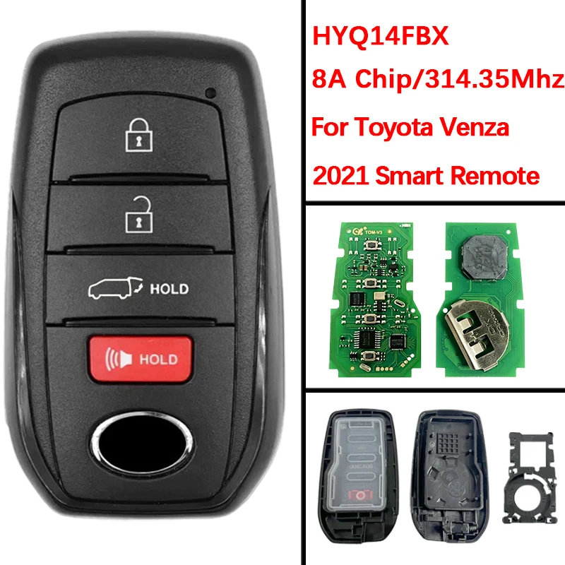 

CN007319 Aftermarket Smart Remote Key Fob 8990H-48050 HYQ14FBX 314.35/312.10MhZ P4 BA BA For Toyota Venza 2021