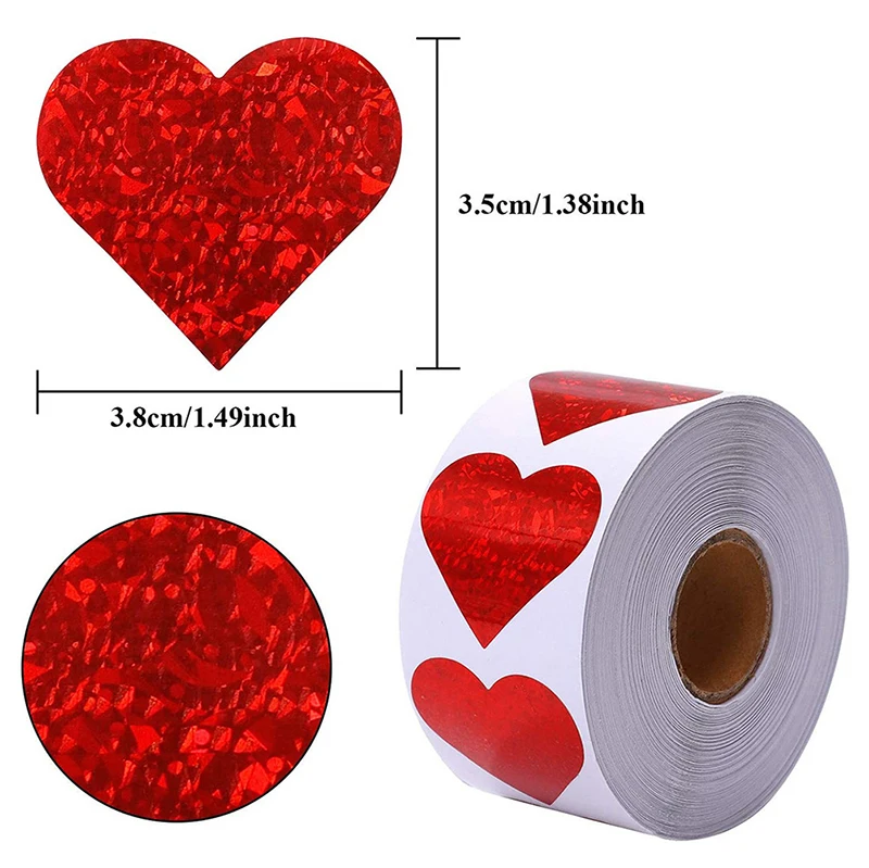 【New】500pcs/roll heart shaped Stickers Valentine's Day Thank You Stickers