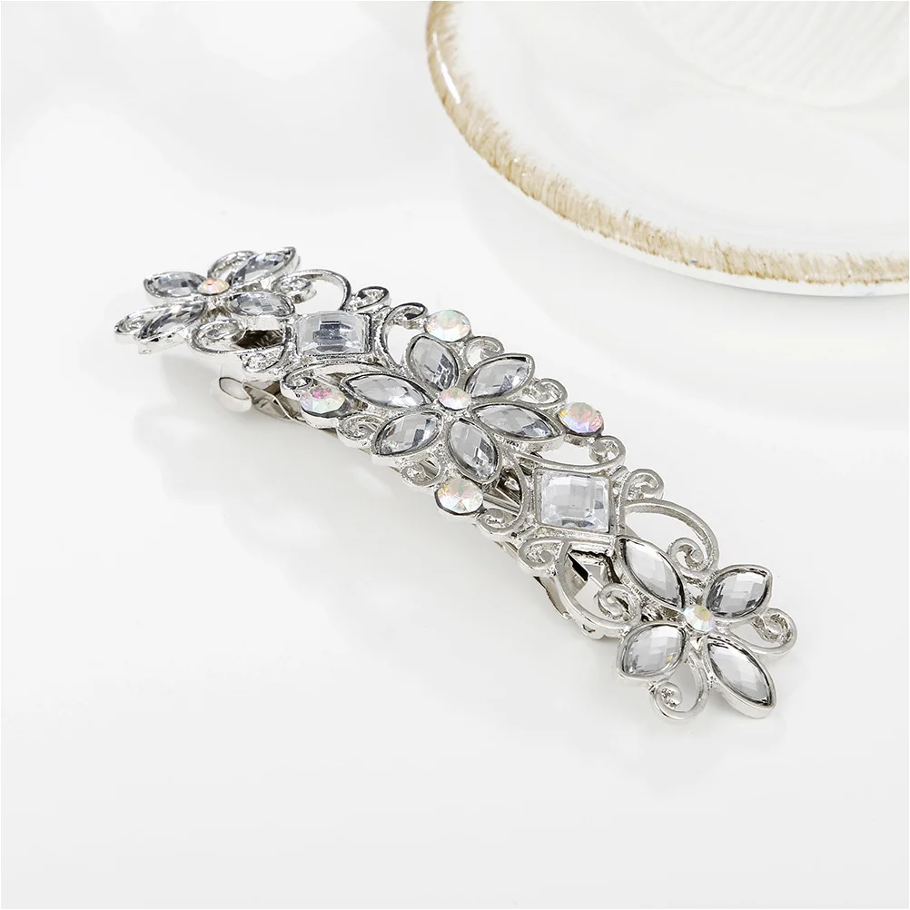 

Rhinestone Flower Hair Clip Elegant Craft Hairpin for Women Party Wedding Meeting Birthday Gift Hair Accessory