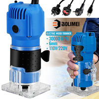 BOLIMEI Palm Router Electric Hand Trimmer Wood Router Collets Woodworking Tool Laminate Trimmer 220V 800W only Blue