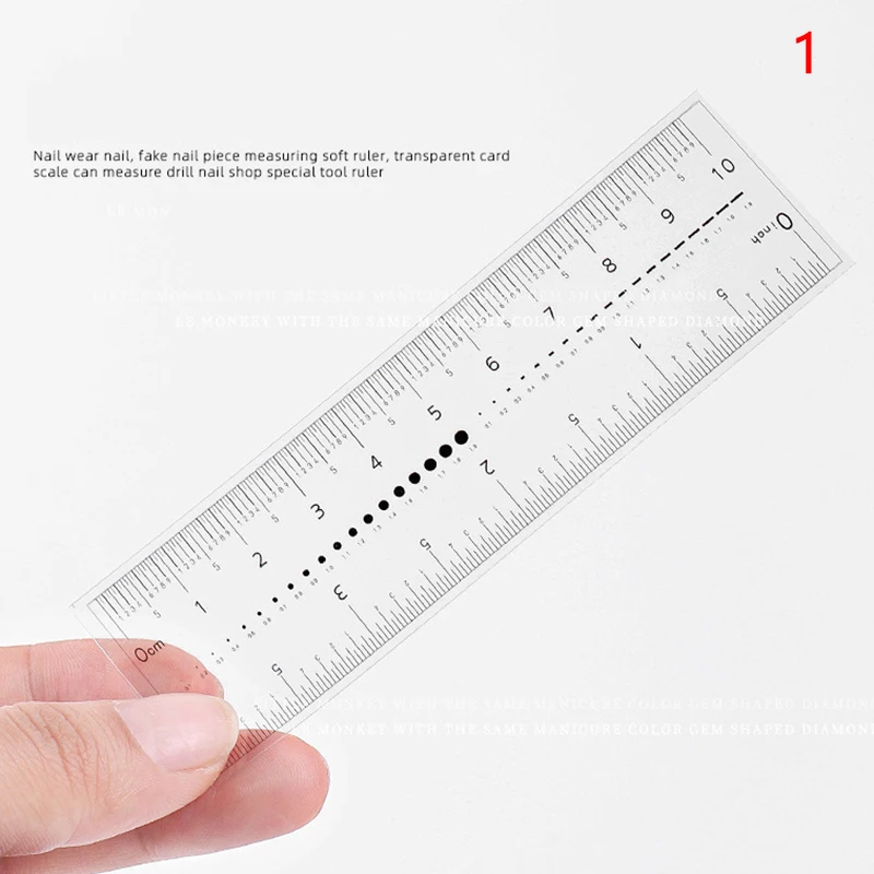 Nail Measure Easy Ultra-Thin Soft PVC Ruler Manual Fake Nails Measuring Size Transparent Map Caliper Ruler Nail Art Tool