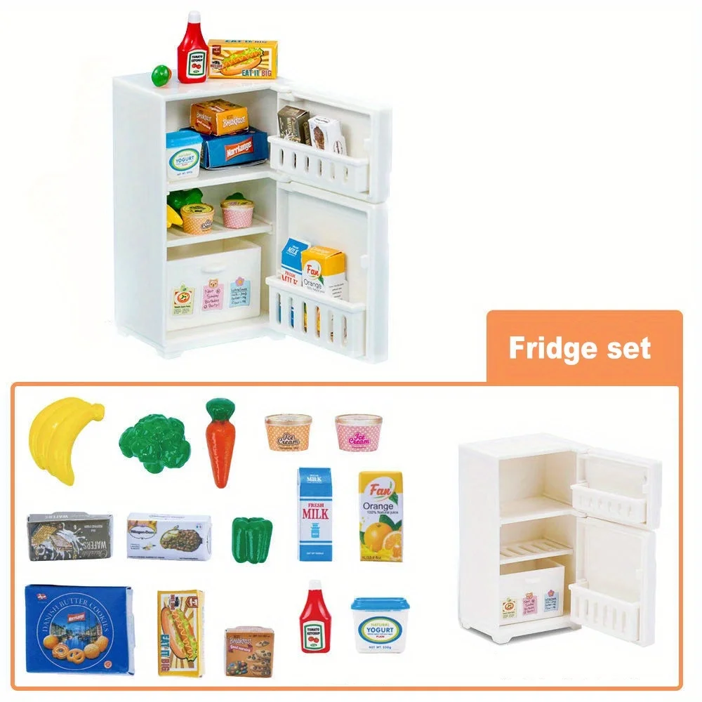 1:12 casa de muñecas en miniatura, refrigerador blanco de juguete, Mini juguete para nevera, comida simulada, juguetes para juego de imitación, muebles de cocina, decoración del hogar