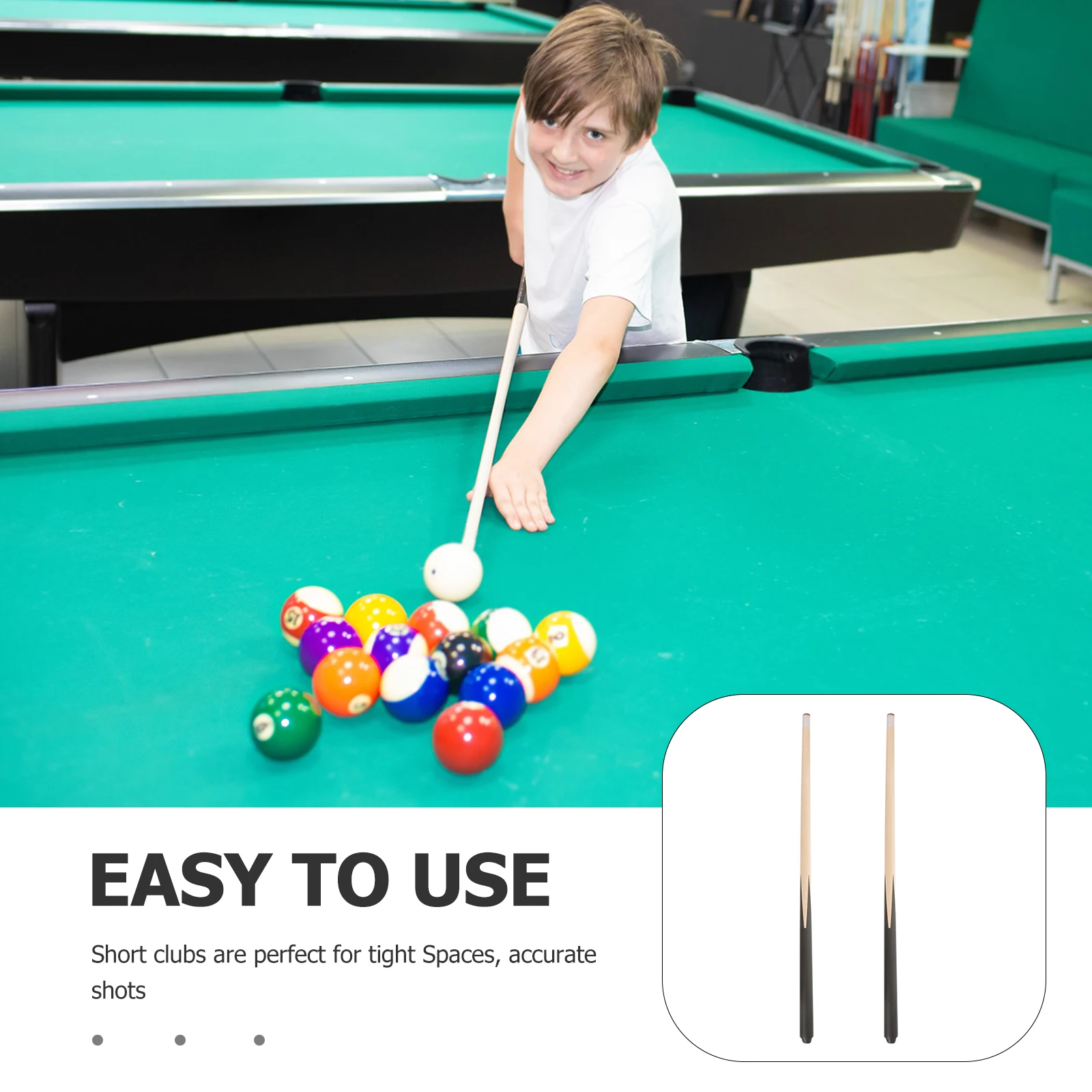 

2pcs Mini Wood Black For Tight Spaces Lightweight Smooth Billiards Tool Reusable Pool Table Short Pool Stick Wood Cue Stick