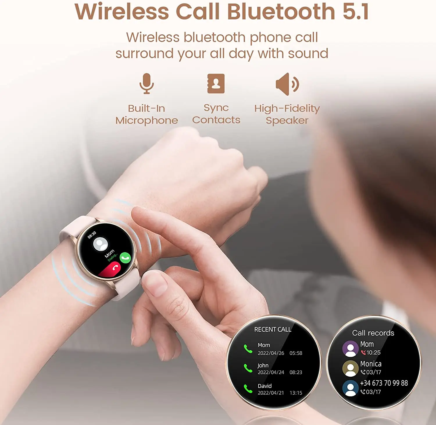 Little Meatball Smart Watch,Fitness Tracker,1.32''Touch Screen,Call/Dial, IP67 Waterproof, Heart Rate/Blood Pressure/SpO2/Sleep