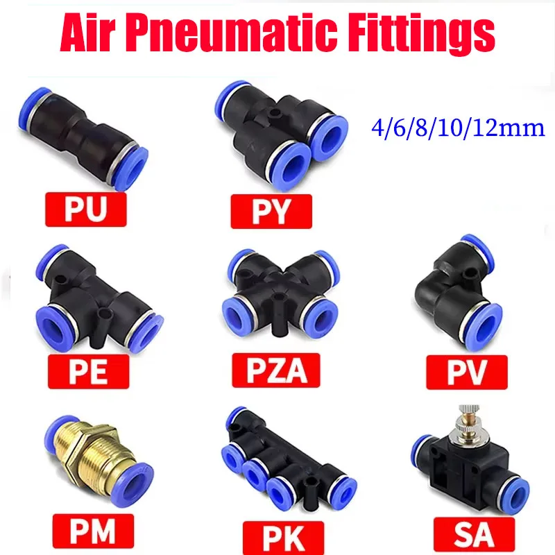 

Air Pneumatic Fittings PU PV PY PE PM PZA PK SA 4mm 6mm 8mm 10mm 12mm Plastic Fitting Hose Quick Couplings Pipe Connectors