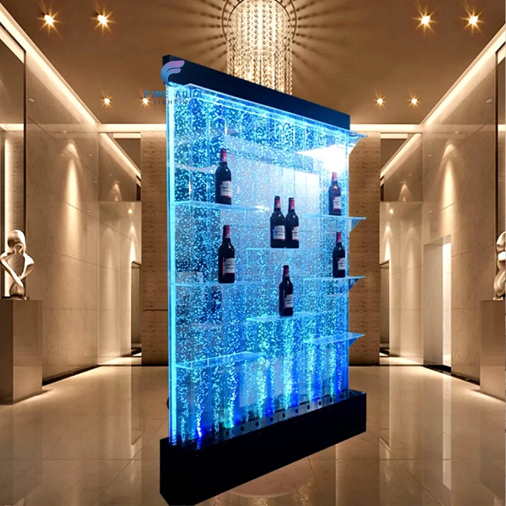 Customization.Modern Acrylic Spa and Salon Indoor Decorations With Curved Design LED Water Wall With Logo Printed Room Dividers