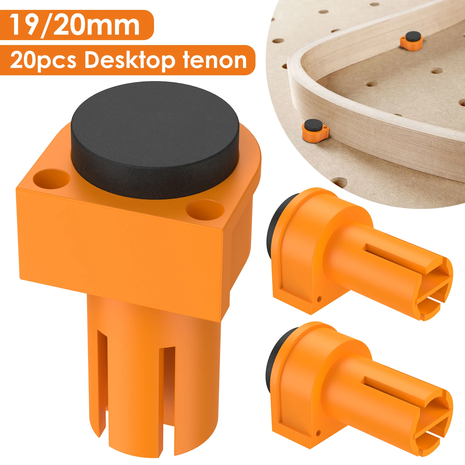 20Pcs Bench Clamp Set 19/20mm Woodworking Dog Hole Clamp Workbench Stop Premium Woodworking Table Stop with Non-Slip Pad