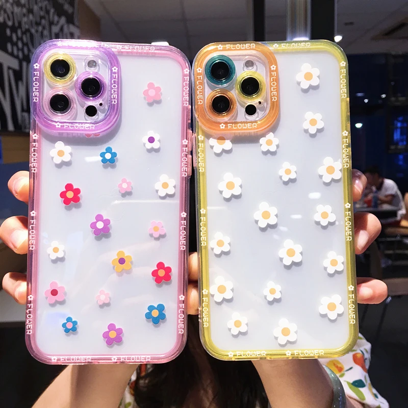 For OPPO A54s Case Fashion Colorful Flowers Daisy Clear Oppo A16 A16S A53S 5G Phone Case CPH2273 Cute Transparent Soft Cover A53