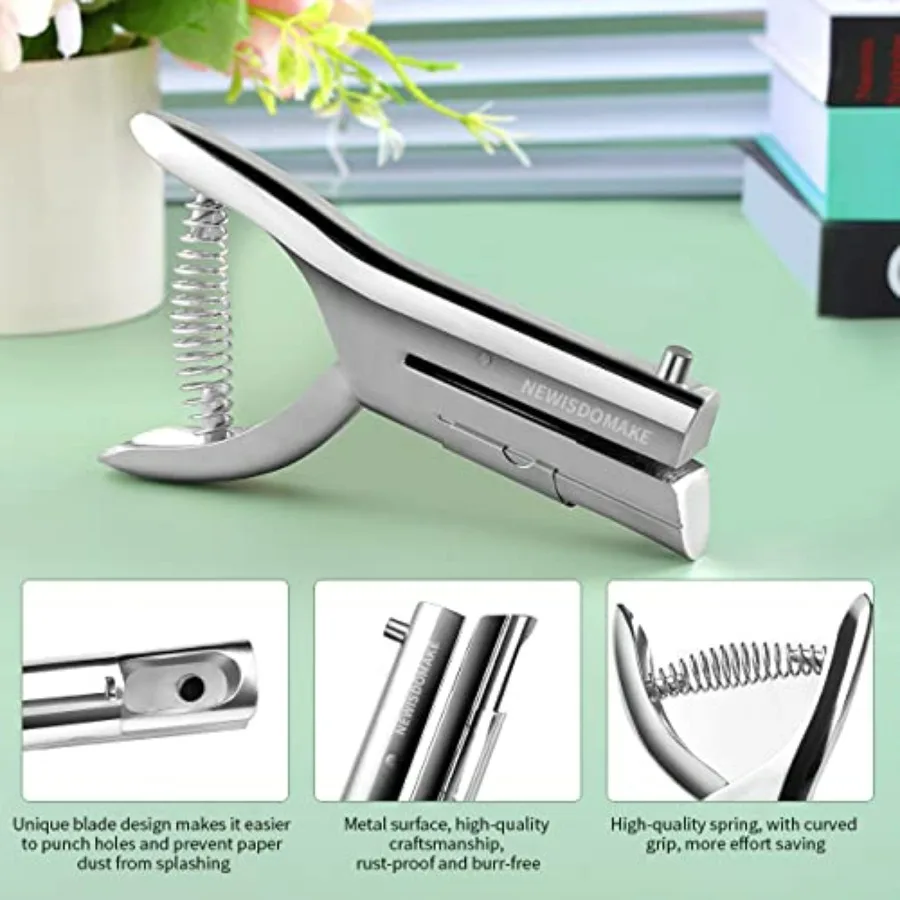 Heavy Duty Hole Punch 1 4 Inch Single Hole Punch with 2 Inch Reach Deep Throat for Paper ID Cards PVC Tags Plastic Cardboard Ap