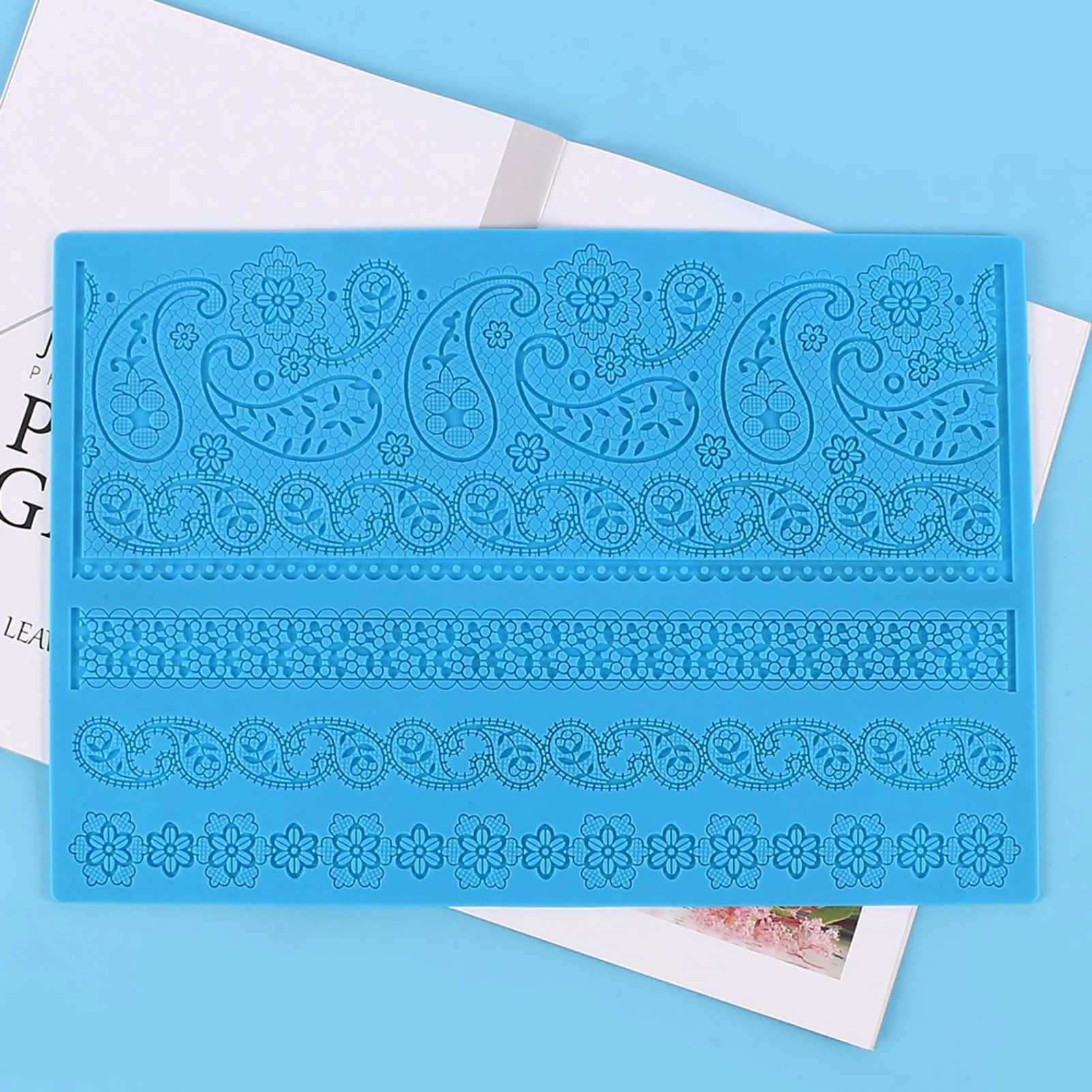 Silicone Embossing Cake Stencil Template Flower Edge Molding Baking Mesh Stencil for Fondant Cakes Sugar Paste Petal Paste