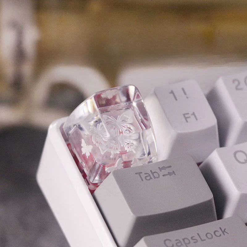 MiFuny Original Transparent Butterfly Keycaps Resin Keyboard DIY Handmade Cute Key Caps for Mechanical Keyboard Accessories Gift