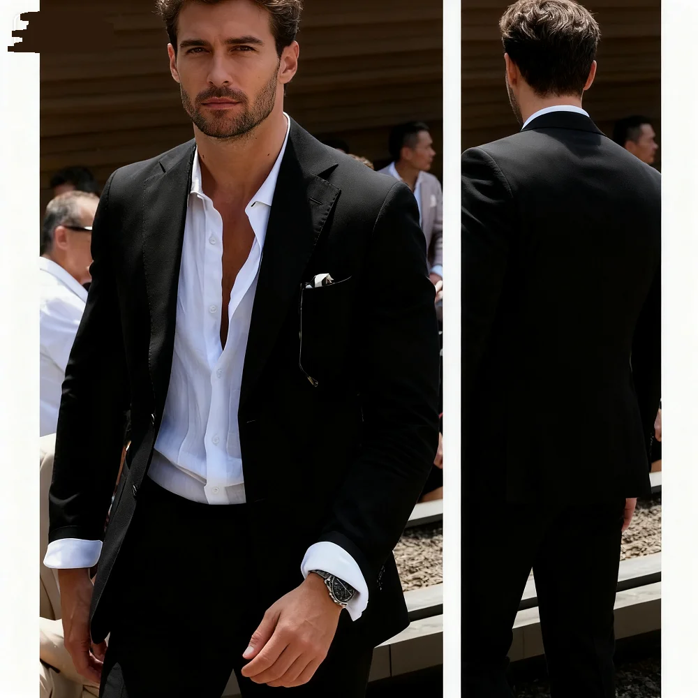 

Men's Casual 2-Piece Seersucker Suit with Notched Lapel Summer Lazer Beach Blazer Jacket And Pants Wedding Guest Home Wear