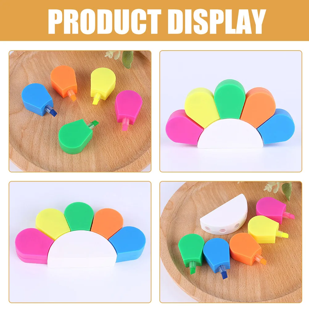 5Sets Aesthetic Multicolor Highlighter Pens Fine Tip Portable Lightweight Graffiti Style Book Markers for Learning Note Taking