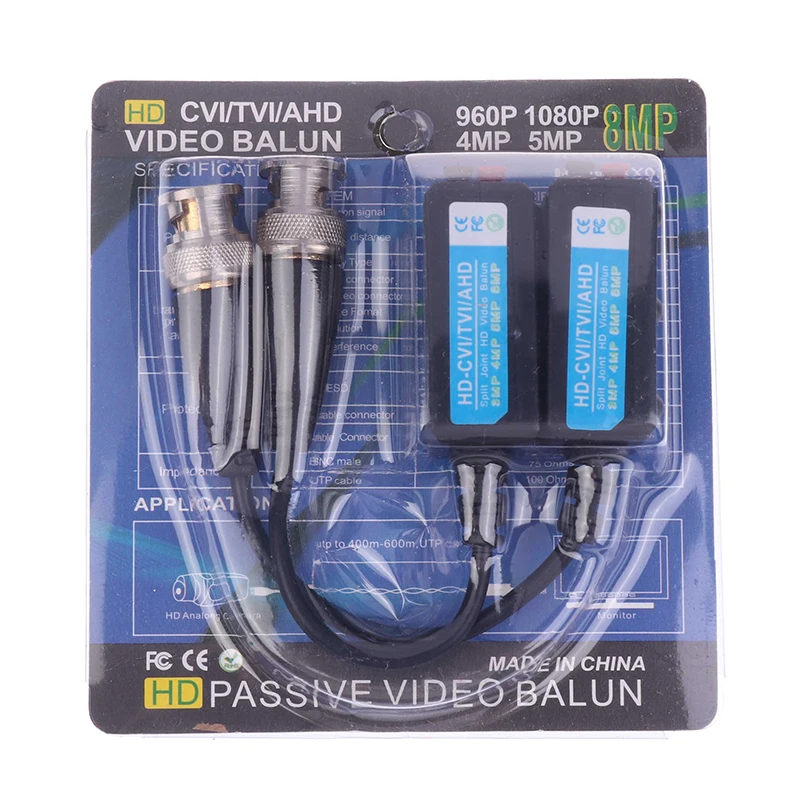 1Pc Monitoring Twisted Pair Video Transmitter BNC Network Cable Converter High Definition Video And Anti-Interference