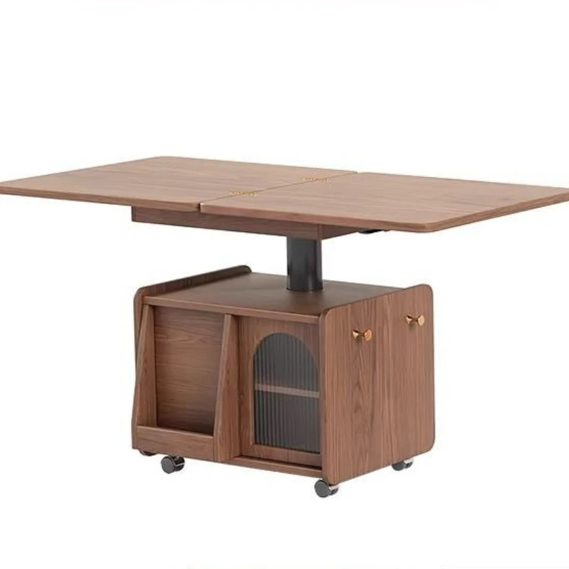 Lifting coffee table multi-function movable, folding dining table, mobile cart