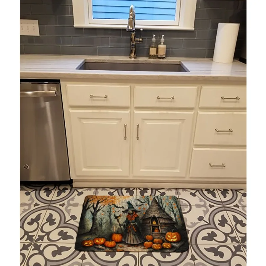 Slawische Hexe, gruselige Halloween-Küchenmatte aus Memory-Schaum, maschinenwaschbar, Anti-Ermüdungsmatte, Kissen, bequeme Badematte oder Küchenteppich