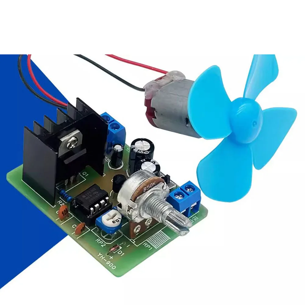 Electronic Training Kit with NE555 IC for Assembling Motor Controllers and Dimmer Circuits on Labeled PCB Board