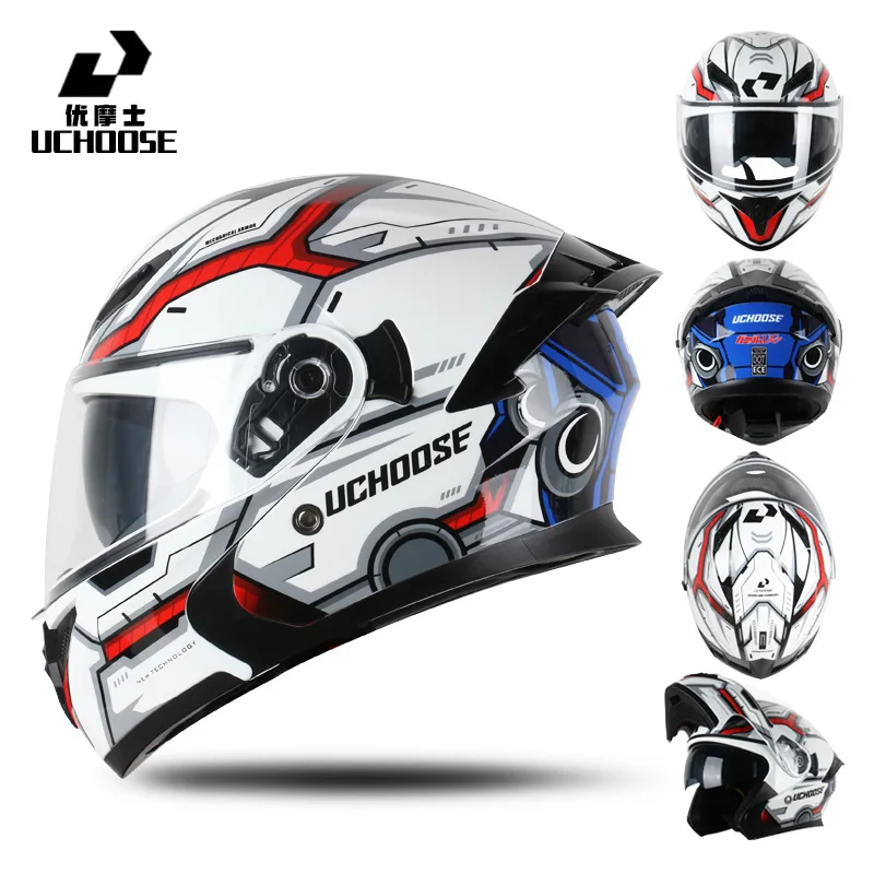Motorcycle Flip Helmet Unisex Outdoor Cycling Dual Lens Cross-section Motorcycle Helmet Modular Flip Up Helmet  Cascos Para Moto