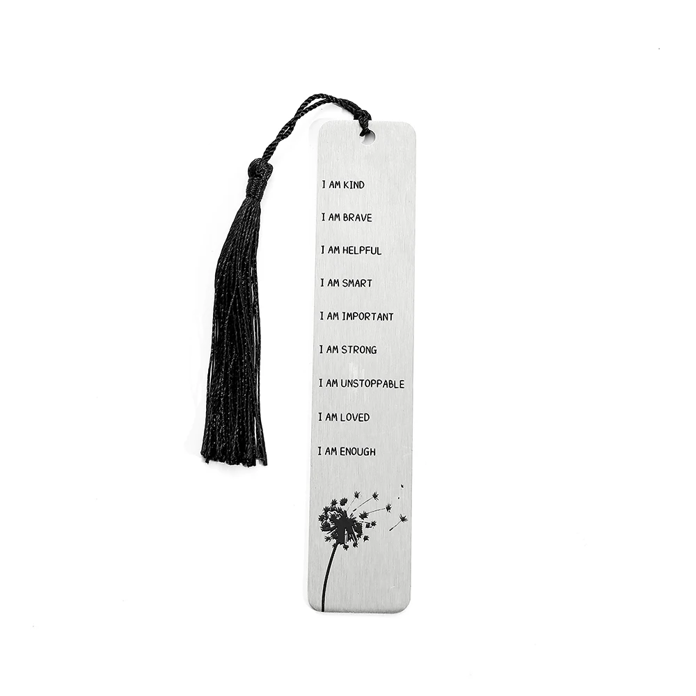 Believe in yourself, inspirational female text stainless steel tassel bookmark, ideal reading gift for book lovers and bookworms