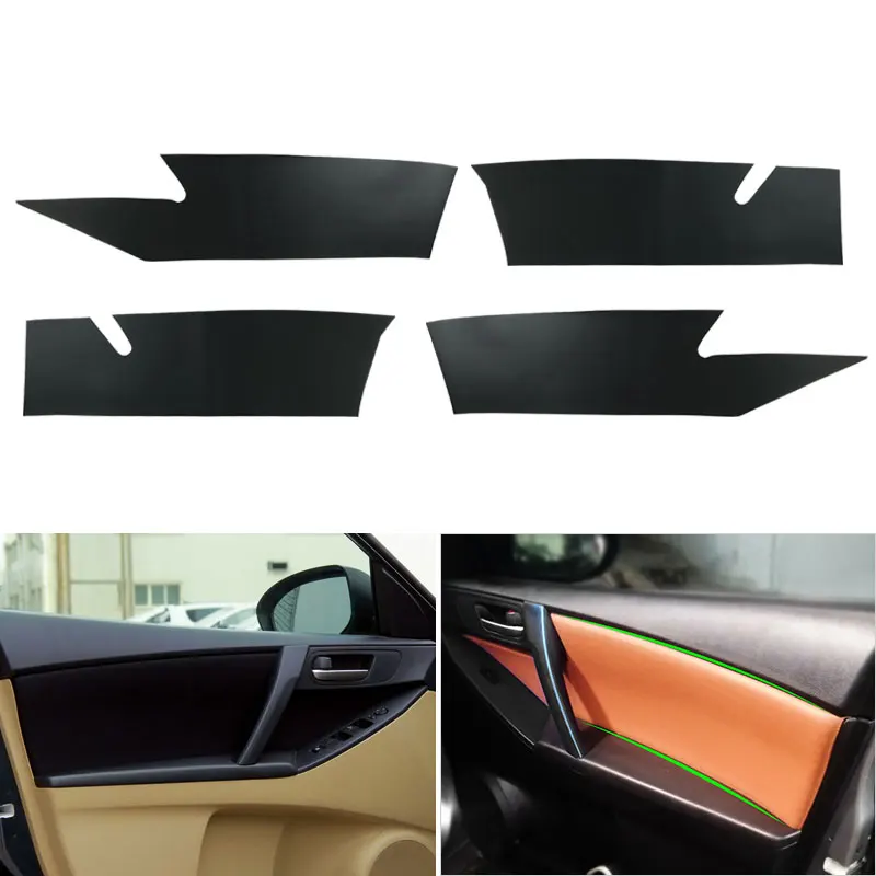 4pcs Car Microfiber Leather Door Panel Cover Interior Trim For Mazda 3 2011 2012 2013