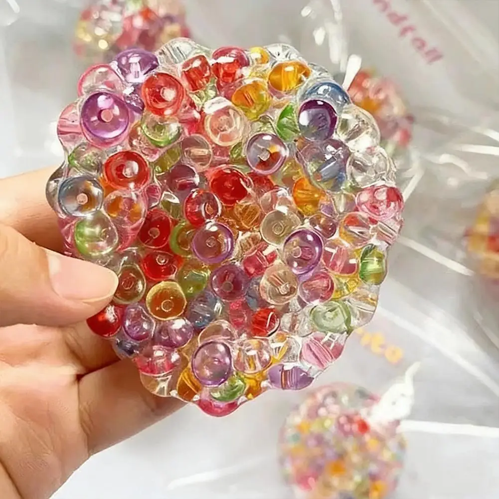 Squishy Sensory Ball Stress Relief Fidget Toy Clear Beads Squeeze Ball for Anxiety Relief for Kids Adults Anxiety Relaxation