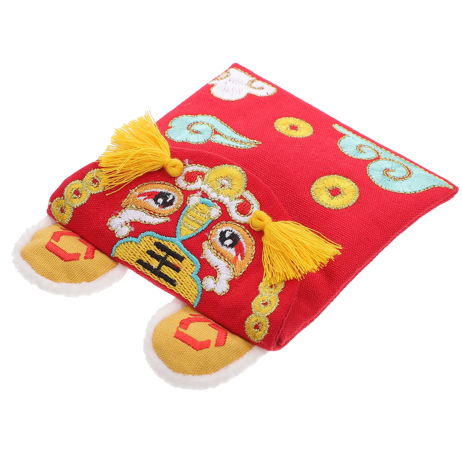 

Год Тигра, красный конверт, холст, вышитый мультяшный узор, Новый год, красный пакет, весенний фестиваль, сумка для денег, пакет денег