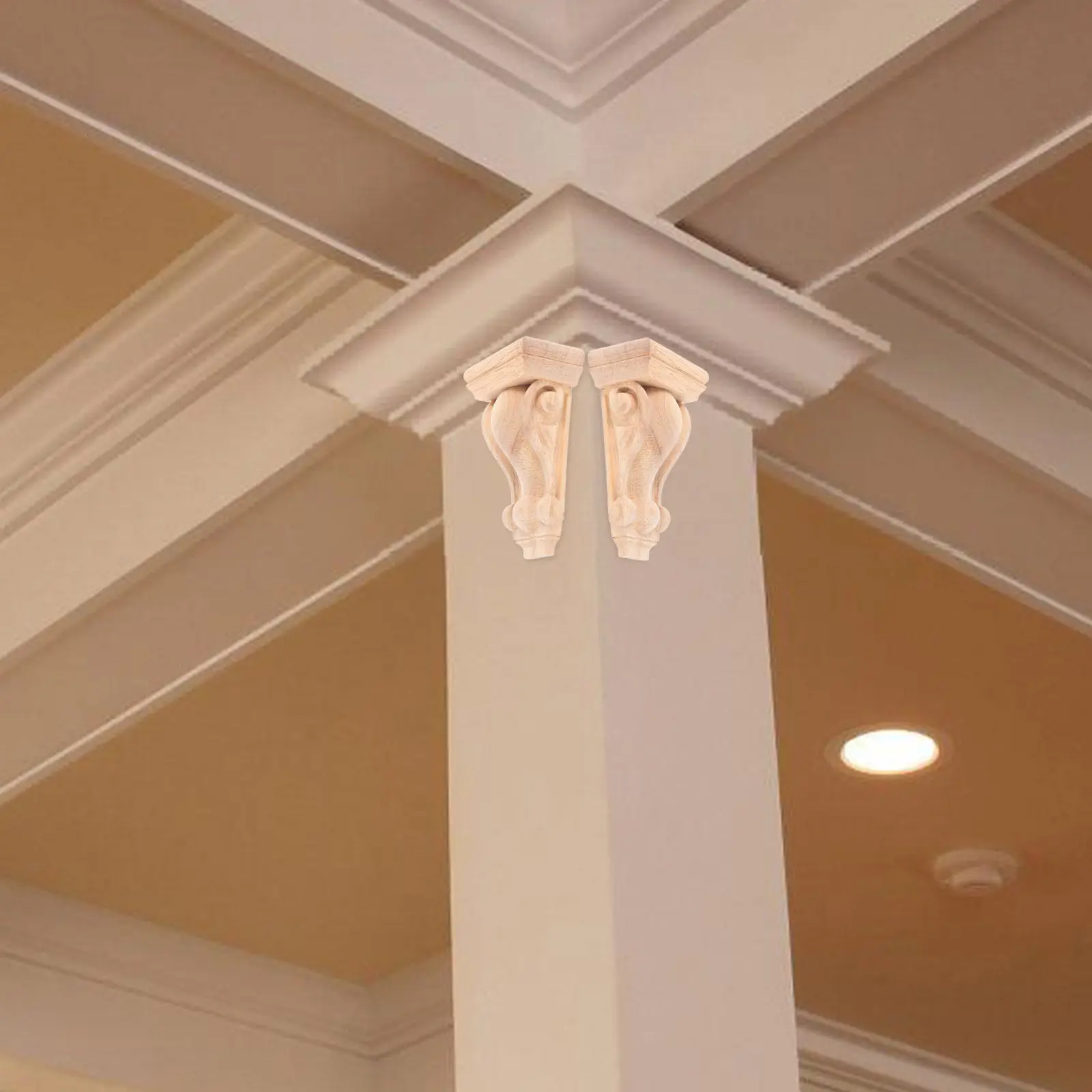 Wood Roman Column Corbel Carved European Style Decorative Shelf Bracket for Fireplace Mantel Doorway Beam Support Wall