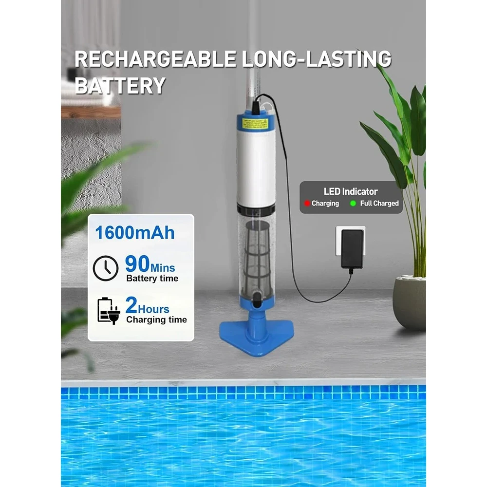 3 in 1 Cordless Rechargeable Pool Vacuum Cleaner Handheld Pool Cleaner Suitable For Spa Center Bathtub Sand Debris - view 5