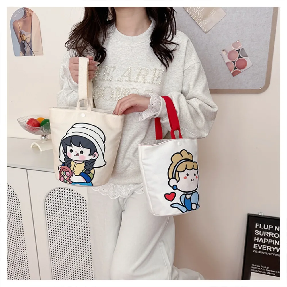 

Fashion Hand-held Tote Bag Multi Color Small Bucket Bag Canvas Large Capacity Shoulder Bag Women Girls