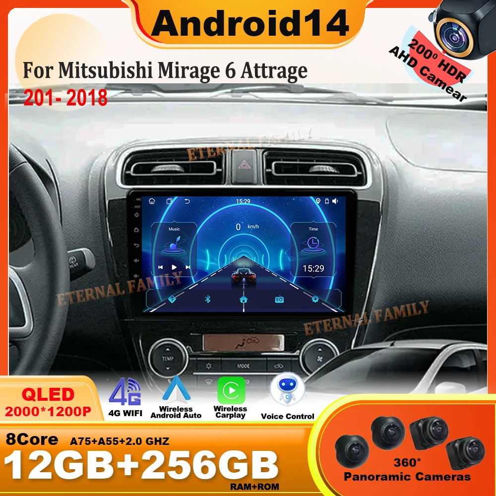 

Android14 For Mitsubishi Mirage 6 Attrage 2012-2018 Multimedia Video Player Navigaion CarPlay Car Radio Multimedia 4G Head Unit