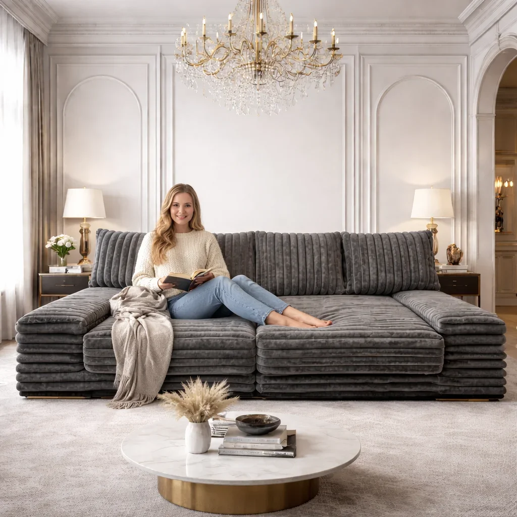 #Vacuum Compressed Sofa in Box Sponge Filled Modular Sectional Fabric Couch Apartment Living Room Seating