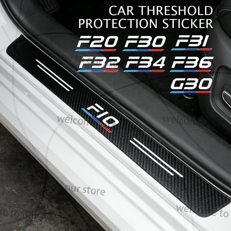 

4/5PCS For F36 F34 F32 F10 F20 F30 F31 G30 Tricolor Sport Logo Car Door Sill Decor Carbon Fibre Trunk Stickers