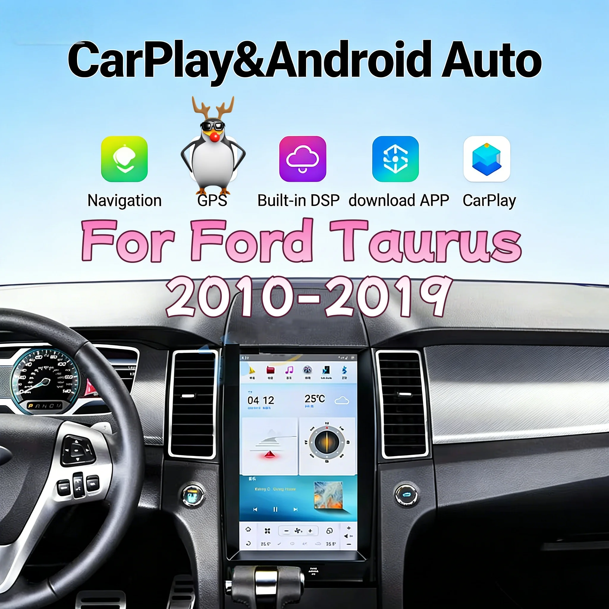 

Беспроводная стереосистема Carplay Android Bluetooth для Ford Taurus 2010-2019, мультимедийный плеер, сенсорный головной блок, медиа-навигация, GPS DSP