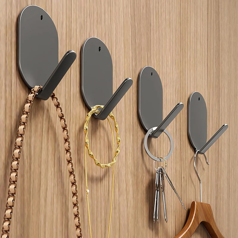 

5Pcs No-punch Carbon Steel Hooks Kitchen Bathroom Door Back Wall Hanging No Mark Clothes Rack Sticky Home Storage Accessories