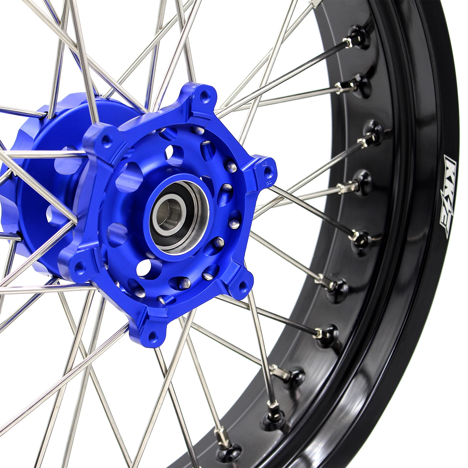 KKE Motorcycle Supermoto Wheels Rims Set Compatible with YAMAHA WR250R 2007-2022 Anodized Aluminium Blue Hub