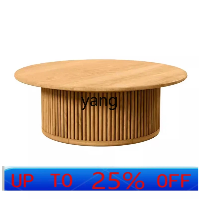 

LCX Outdoor Rattan Tea Table Garden Balcony Teak Round Table Outdoor Waterproof Aluminum Alloy