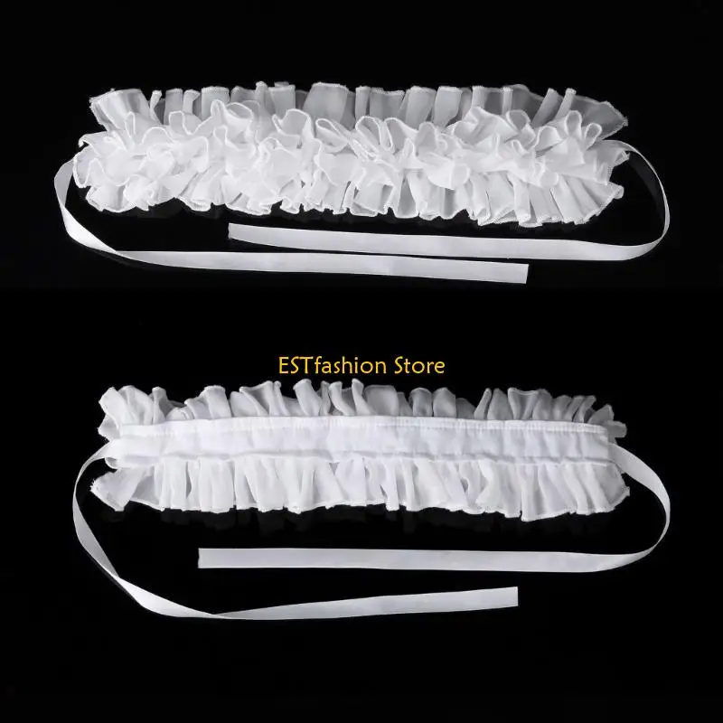 Y5GC Classical Elizabethan Neck Ruff False Collar and Ruffled Wrist Cuffs Set for Cosplay Event and Historical Reenactments