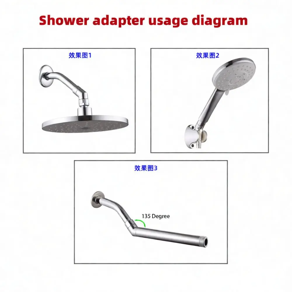 Universal Shower Head Adapter Brass Rotate Connector 90 135 Degree Elbow Fitting Adjustable Bathroom Plumbing Tool