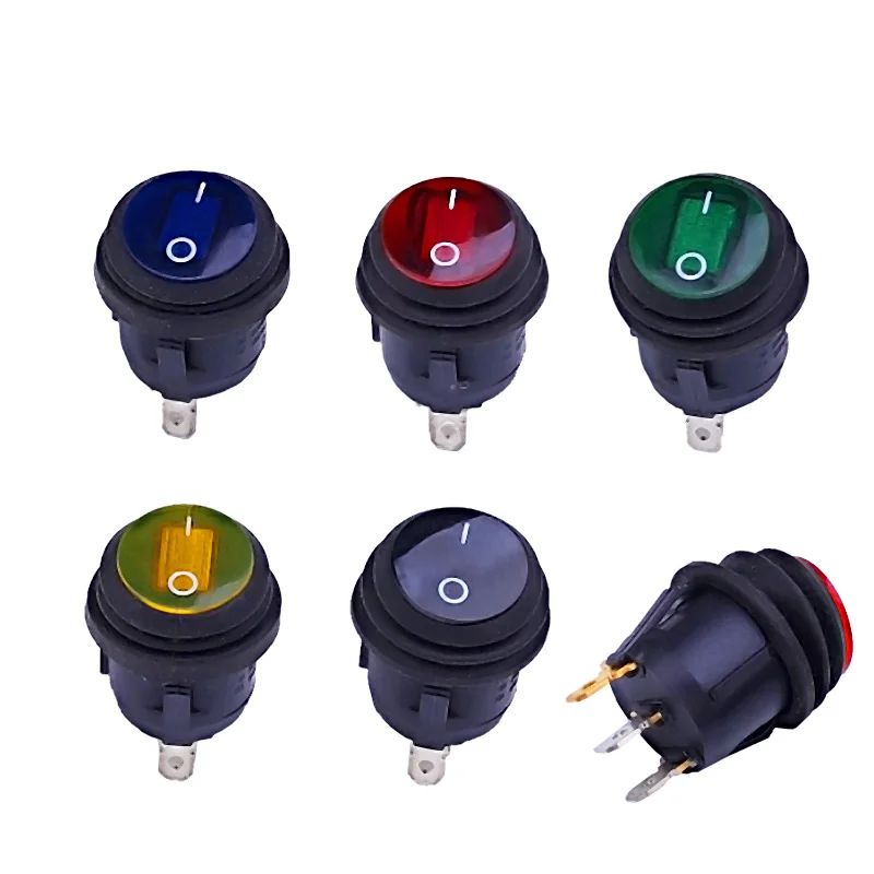 1 Buah On/Off 3Pin SPST Bulat Tahan Air Perahu LED Rocker Switchlight 12V 220V Tombol Power Switch On Off Padaмр