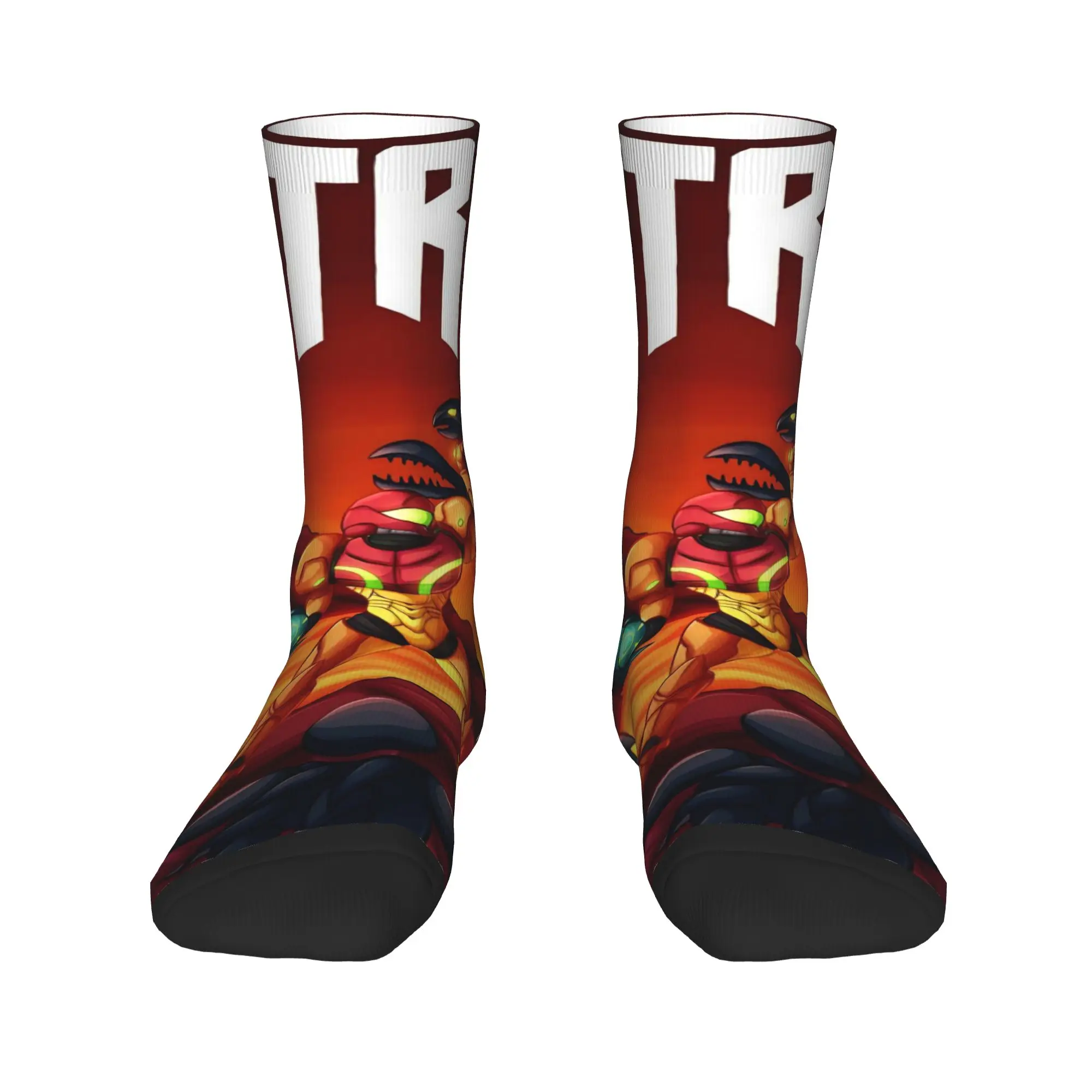 Metroids Hero Game Socks  Harajuku Stockings Men's Breathable Outdoor Sports Socks Spring Pattern Anti Skid Socks