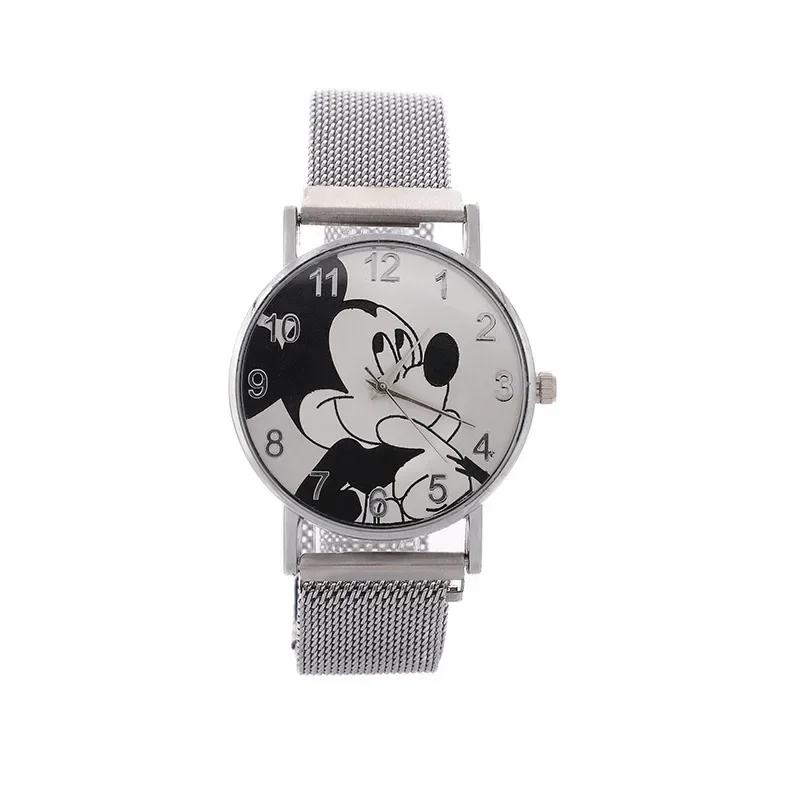 Disney Mickey Magnet Buckle Iron Belt Quartz Movement Children's Outdoor Kids Watch  Relógio  часы