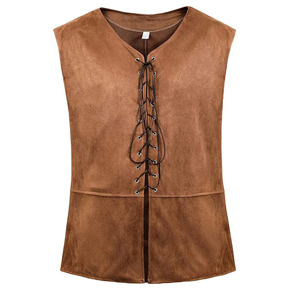 Waistcoat Men\'s Vest Cosplay Fall Regular Renaissance Sleeveless Solid Color Steampunk V Neck Winter Comfortable